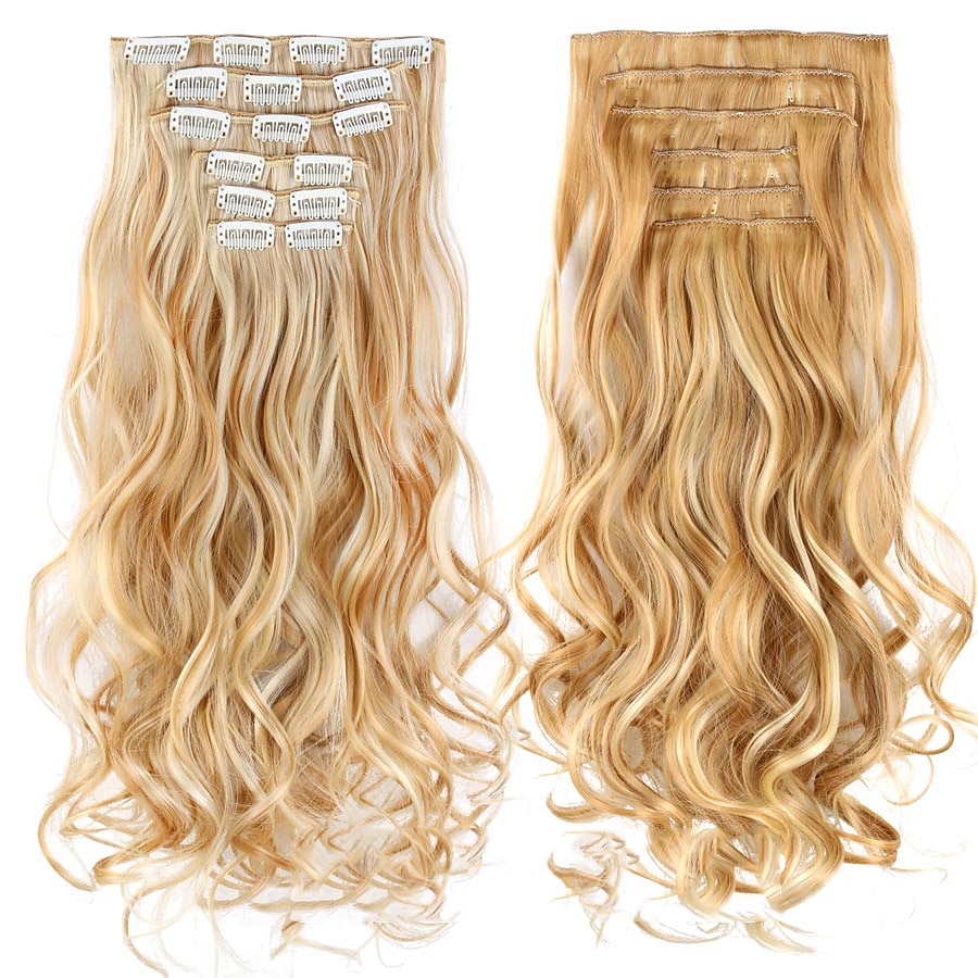 Synthetic Hair Curly Clip In Wig Extension 16 Clips In Hair Extension Hair Pieces Fake Hair Extension Synthetic 49 Colors 2025 - $16.99 –P20