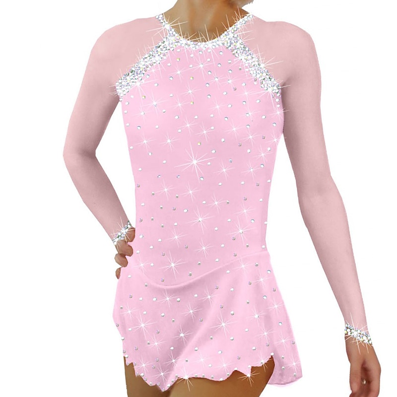 Vestito da pattinaggio artistico Per donna Da ragazza Pattinaggio sul ghiaccio Vestiti Completi Nero Bianco Giallo Retato Elastene Elevata elasticità Addestramento Da allenamento Competizione Vestiti del 2026 a $145.99 –P8