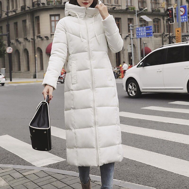 Women's Puffer Jacket Parka Outdoor Street Daily Winter Fall Long Coat Regular Fit Warm Breathable Jacket Long Sleeve Solid Color Green Black Dark Green / Going out 2023 - US $36.99 –P1