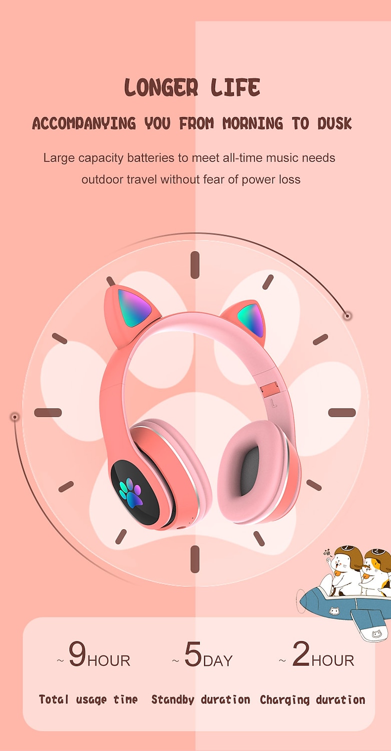 L400 LED Flash Cute Cat Ears Headphone With Microphone Bluetooth Earphone Over-Ear Wireless Music Gaming Player Over-Ear Wireless Headset 2025 - $24.99 –P5