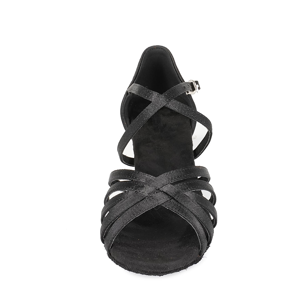 pantofi de dans latino din satin pentru fete cu toc jos și design cu curele încrucișate - perfecti pentru dansul de sală și salsa 2025 - $29.99 –P8