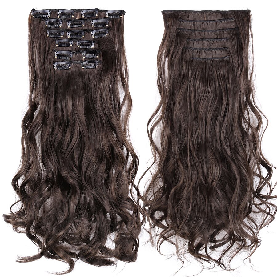 Synthetic Hair Curly Clip In Wig Extension 16 Clips In Hair Extension Hair Pieces Fake Hair Extension Synthetic 49 Colors 2025 - $16.99 –P14