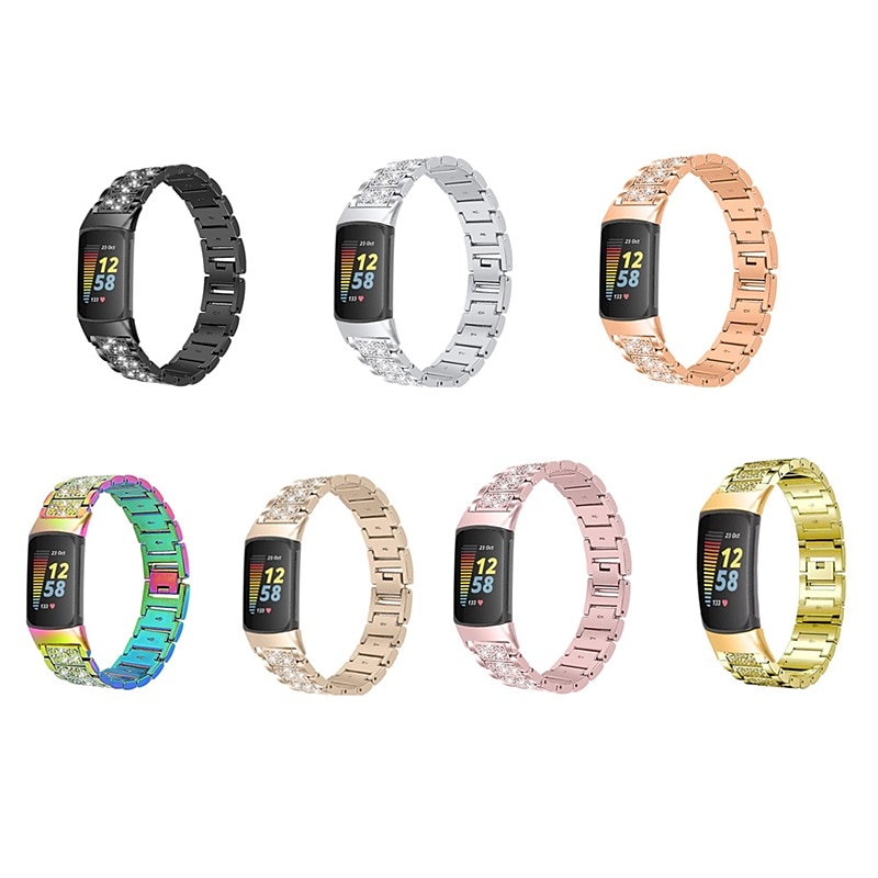 For Fitbit Charge 6 5 Bling Stainless Steel Band Bracelet