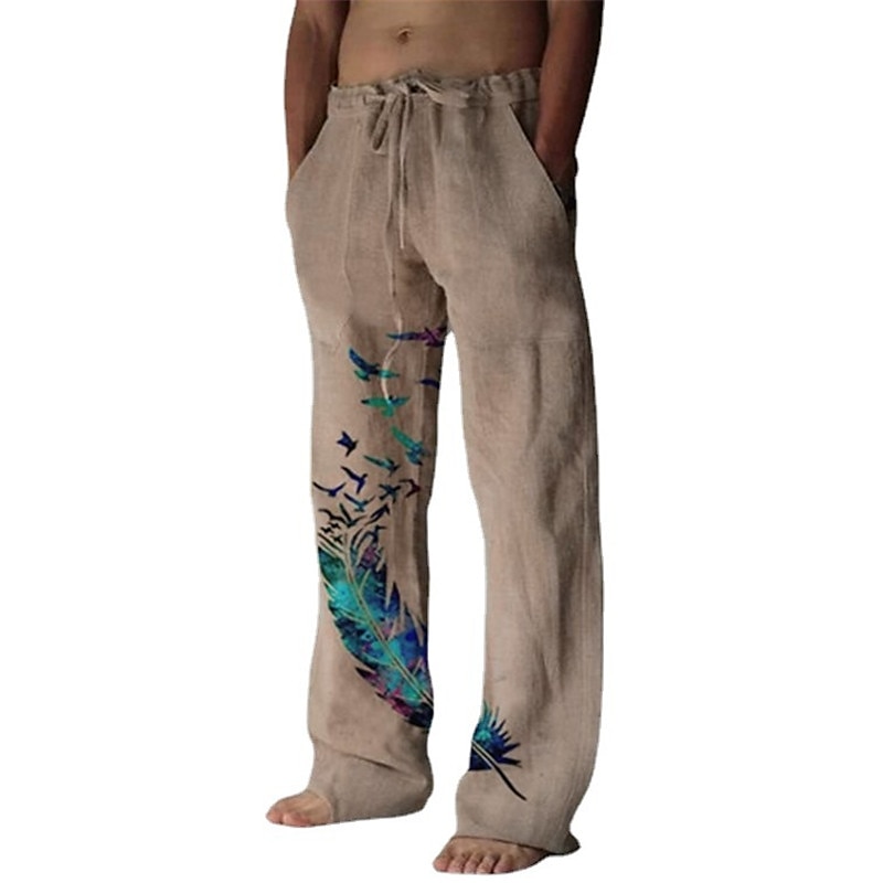 Herr Långbyxor Sommarbyxor Strandbyxor Ficka Elastisk midja Snörning Fjäder Lättvikt Utomhus Fullängd Ledigt Dagligen Ledigt Långbyxor Vit Marinblå Microelastisk 2025 - $25.99 –P12