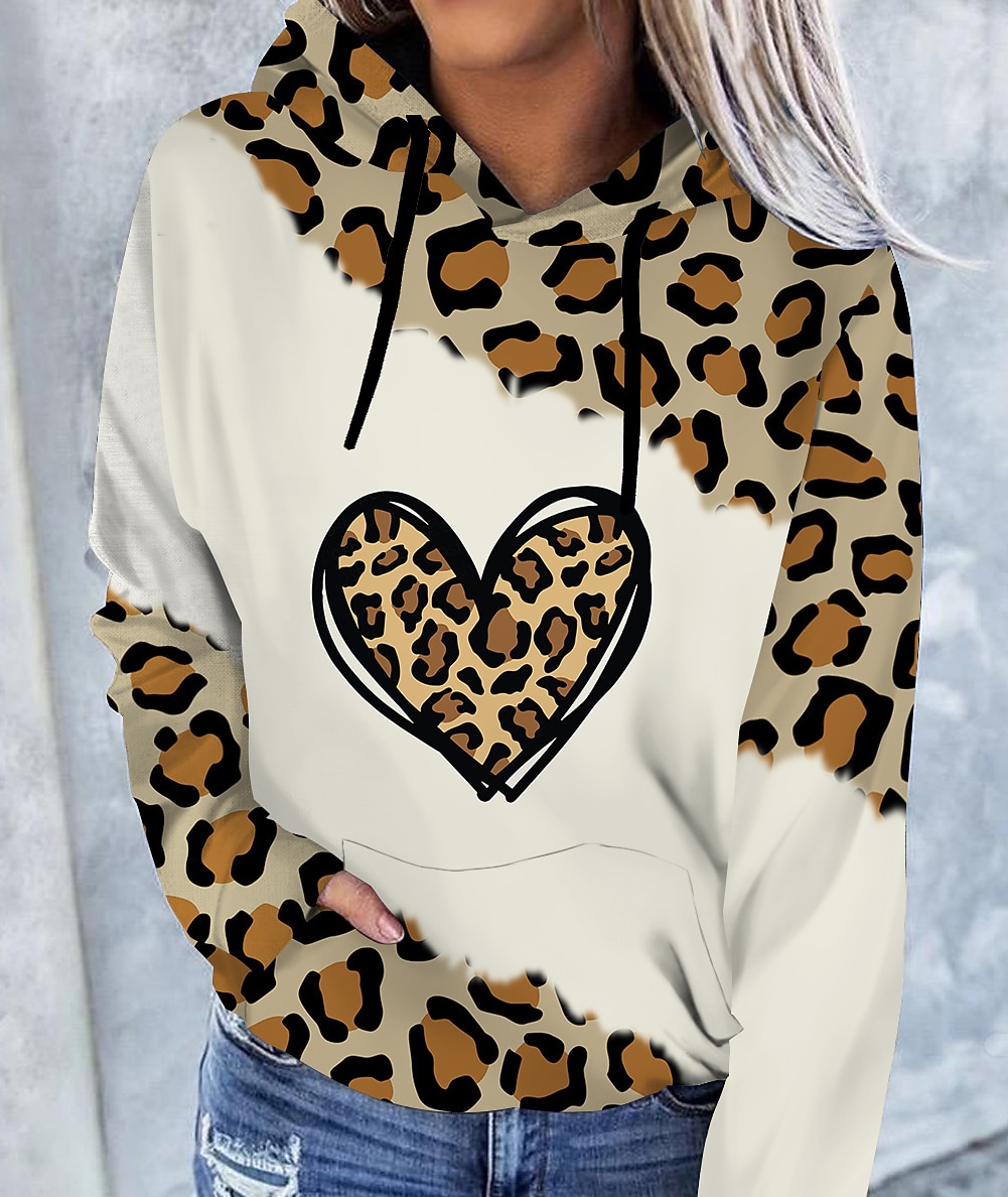 Unabhängigkeitstag Patriotische Damen Plus Size Hoodie Pullover Herz Leopard Katze Sport Zugband Druck Aktiv Vintage Streetwear Langarm Ohne Fütterung Mikro-elastisch Komfort Atmungsaktiv 2026 - $28.99 –P5