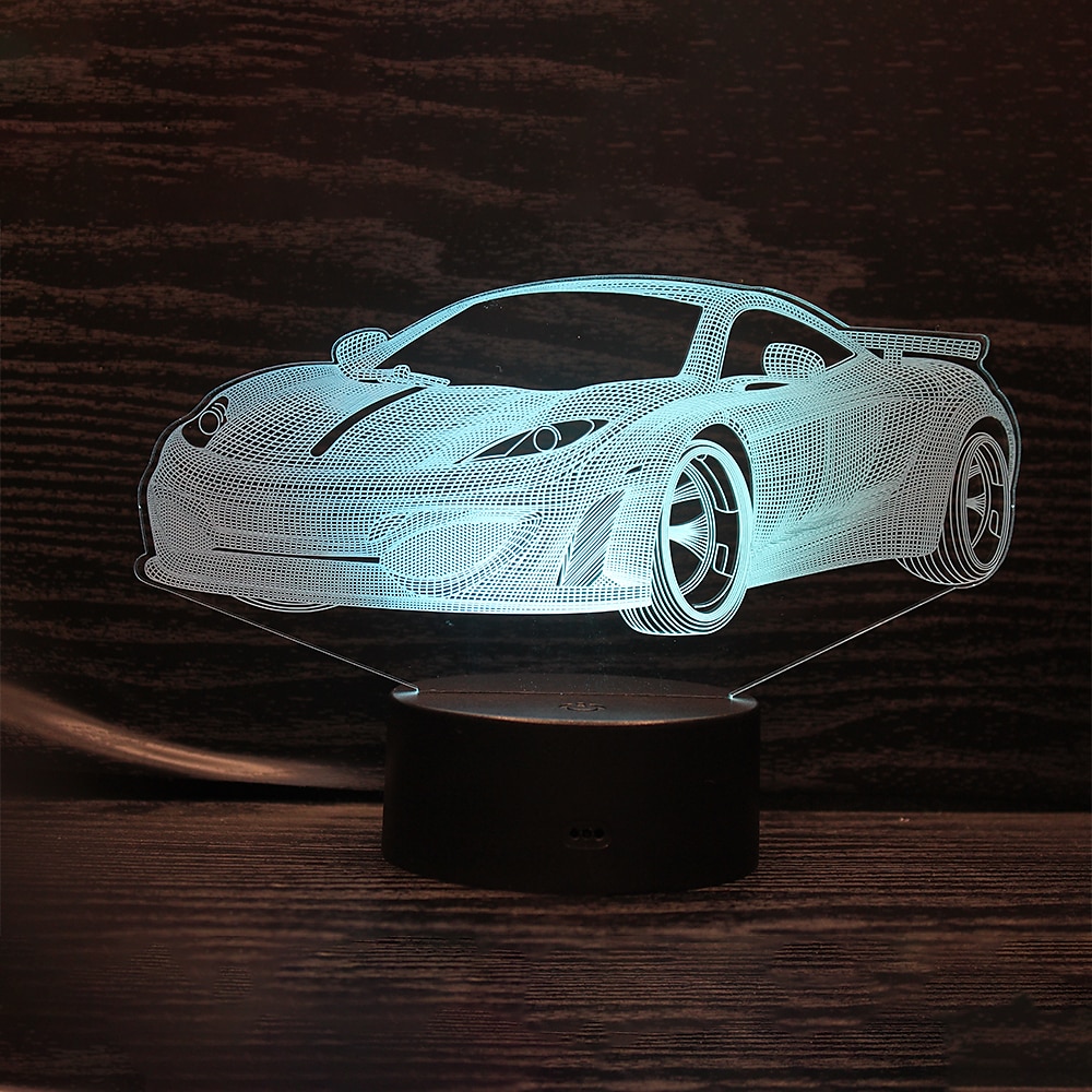 auto da corsa 3d led illusione lampada luce notturna 7 colori dimmerabile usb powered touch control per bambini auto creative regali per ragazzi del 2025 a $30.99 –P4