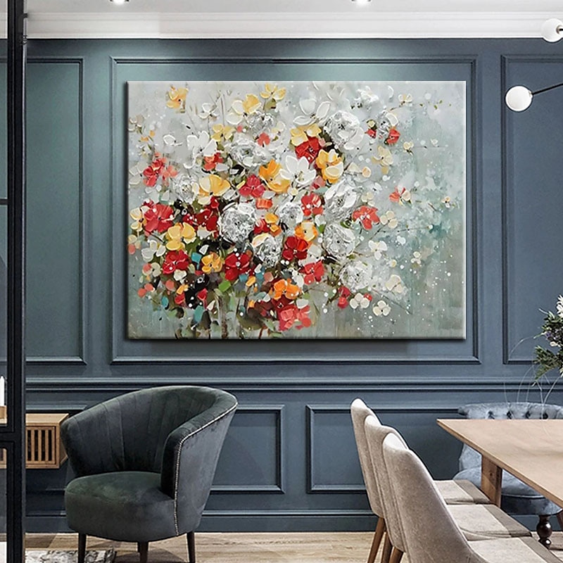 pictură în ulei realizată manual pictată manual artă de perete mari dimensiuni abstracte flori simple decor decor pânză rulată fără cadru neîntins 2025 - $147.99 –P1