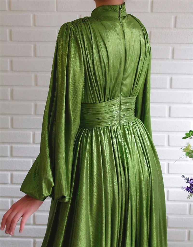 Per donna Vestito da festa Vestito svasato Abito verde smeraldo Abito lungo  Abito lungo Verde Manica