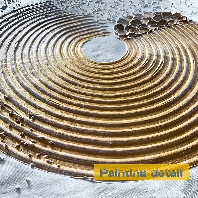 Ölgemälde handgemachte handbemalte Wandkunst abstrakte Kunst goldener Kreis Heimtextilien Dekor gestreckter Rahmen fertig zum Aufhängen 2025 - $271.29 –P2