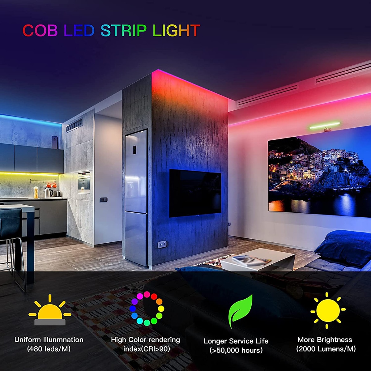 32.8ft 10m COB WiFi LED Smart Strip Lights Christmas Decor Music Sync RGB Color Changing with Work with Alexa Google for Bedroom Home TV Back Light DIY Décor 2025 - $84.99 –P9