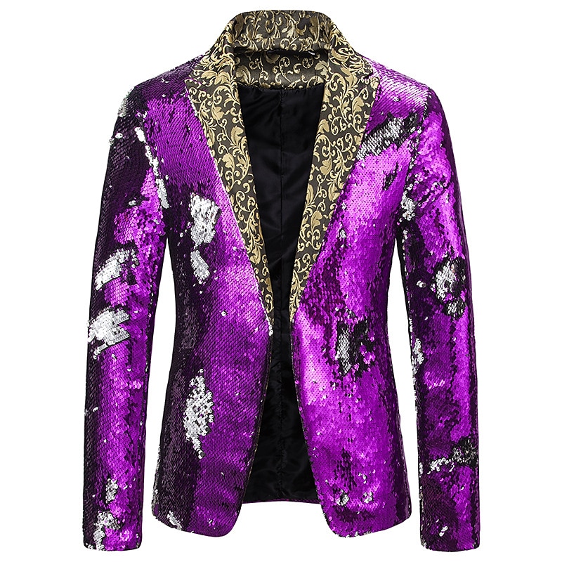 Herren Jacke Blazer Sakko Party Strasse warm Atmungsaktiv Pailletten Tasche Herbst Winter Feste Farbe Strassenmode Brautkleider schlicht Steigendes Revers Standard Regular Fit Schwarz Rote Blau 2025 - $58.99 –P14