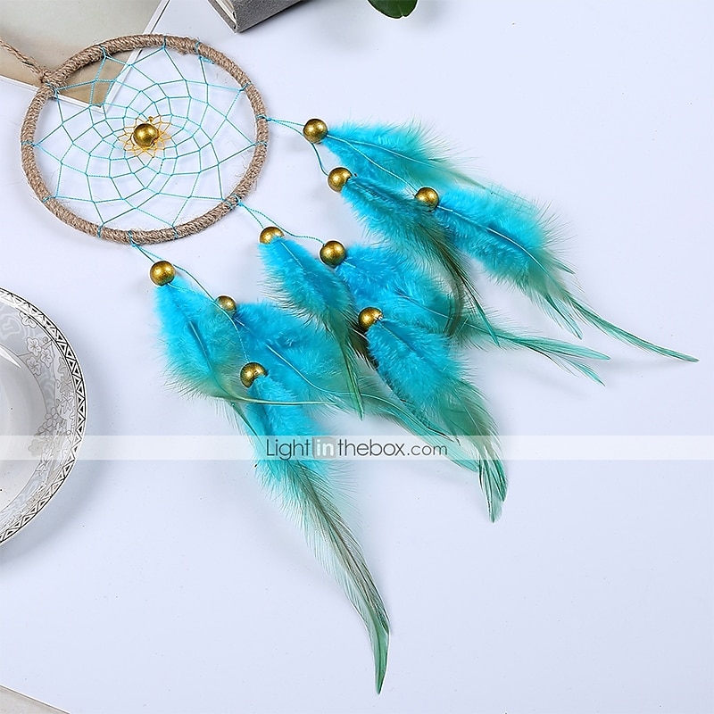 lapač snů ručně vyrobený dárek modré pírko závěsné korálky závěsné dekorativní umění boho styl 11*40cm 2025 - $7.49 –P3