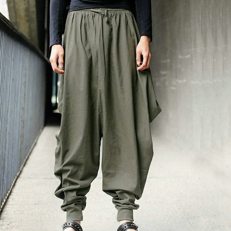 Herre Harem Bukser Posete bukser Uformelle bukser Joggebukser Elastisk midje Posete Elastisk snordesign Helfarge Pustende Lettvekt Full lengde Avslappet Daglig Fritid Hip-hop Militærgrønn Svart 2025 - $22.99 –P3