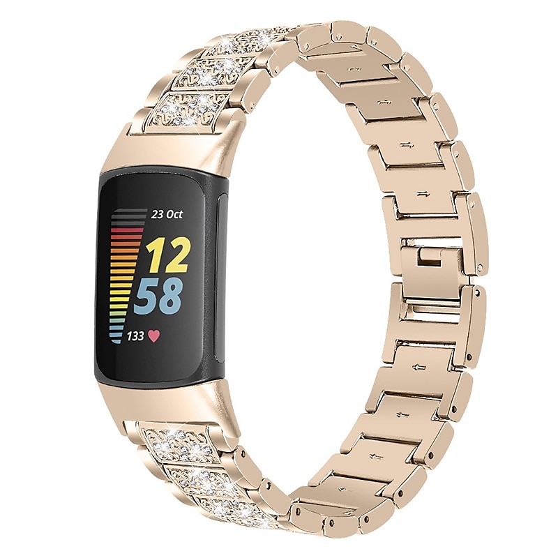 Pulseiras de Relógio para Fitbit Charge 5 Aço Inoxidável Substituição Alça Bling Diamond Pulseira de joias Pulseira de 2025 por $22.99 –P12