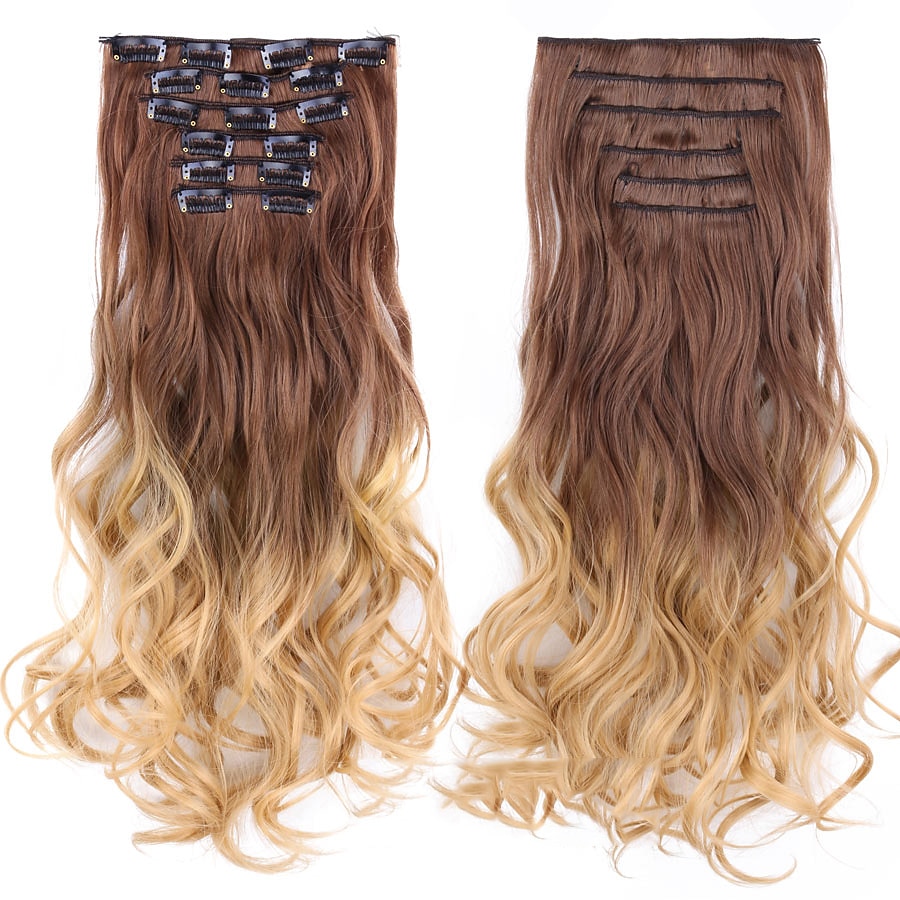Synthetic Hair Curly Clip In Wig Extension 16 Clips In Hair Extension Hair Pieces Fake Hair Extension Synthetic 49 Colors 2025 - $16.99 –P16