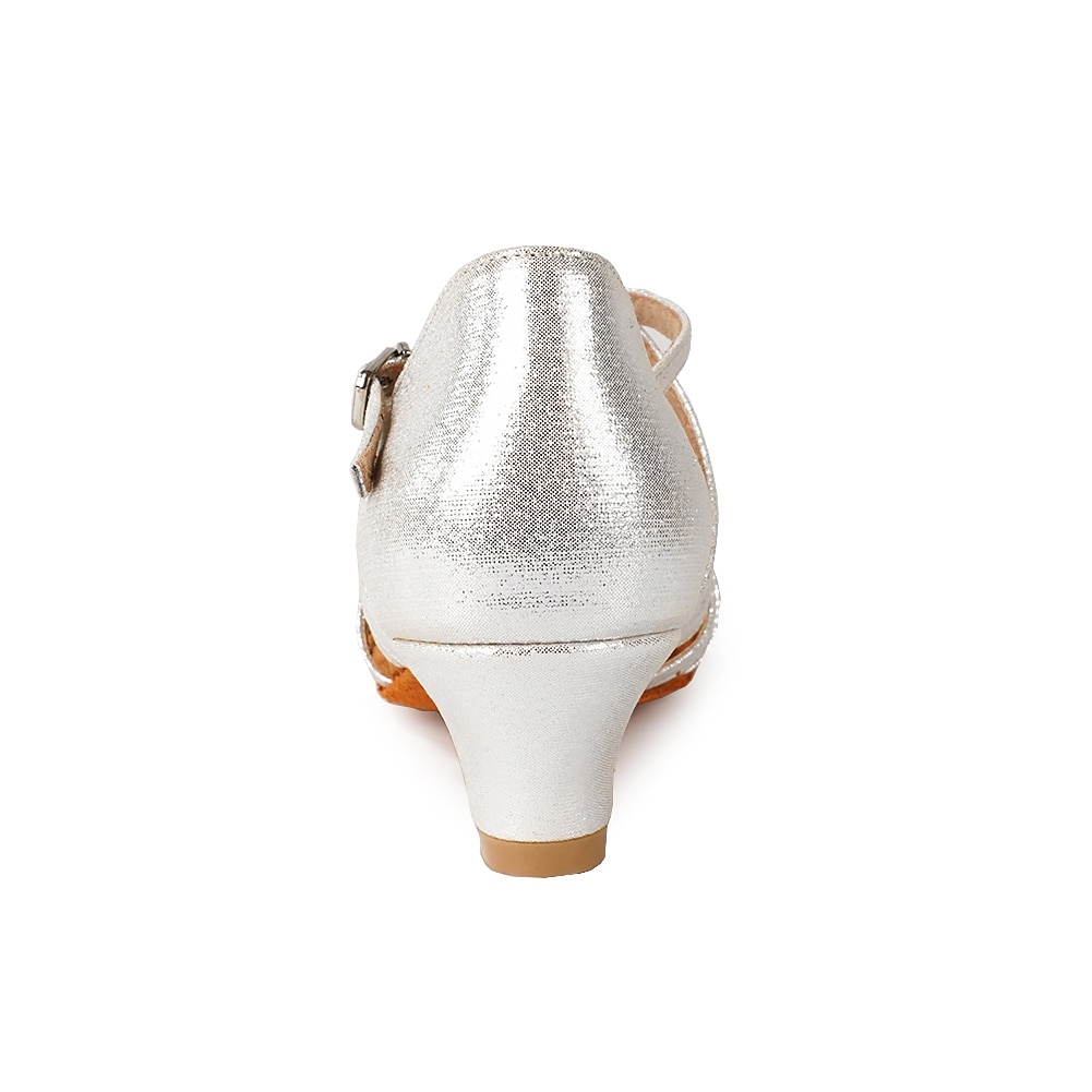 pantofi de dans latino din satin pentru fete cu toc jos și design cu curele încrucișate - perfecti pentru dansul de sală și salsa 2025 - $29.99 –P1