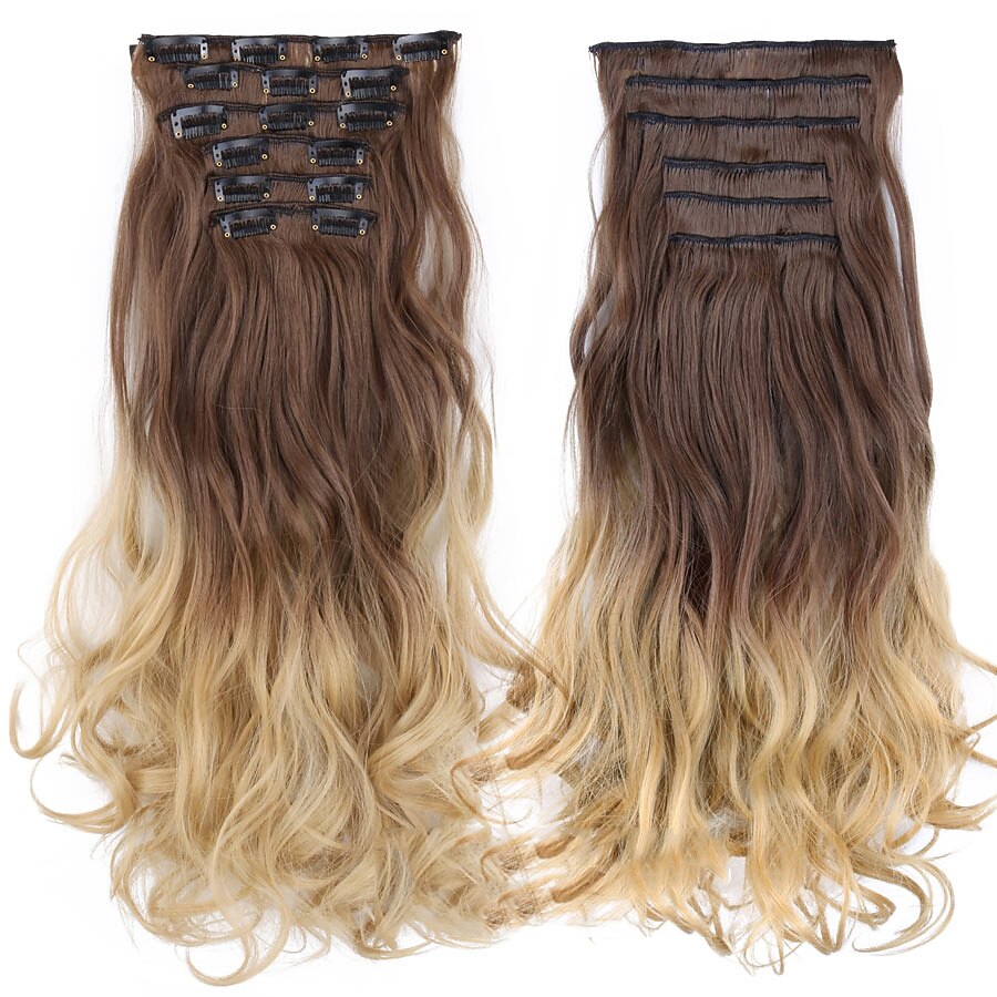 Synthetic Hair Curly Clip In Wig Extension 16 Clips In Hair Extension Hair Pieces Fake Hair Extension Synthetic 49 Colors 2025 - $16.99 –P15