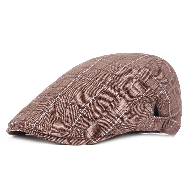 Voor heren Platte pet blauw Lichtgrijs Katoen Streetwear Stijlvol 1920 mode Buiten Dagelijks Uitgaan Raster Warm 2025 - $12.99 –P7