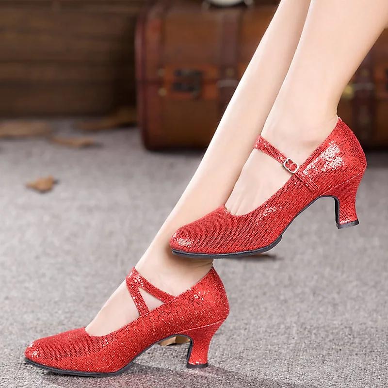 Black Glitter Dance Shoes for Women – Soft Sole with Adjustable Strap for Latin, Ballroom, and Social Dancing 2025 - $26.99 –P3