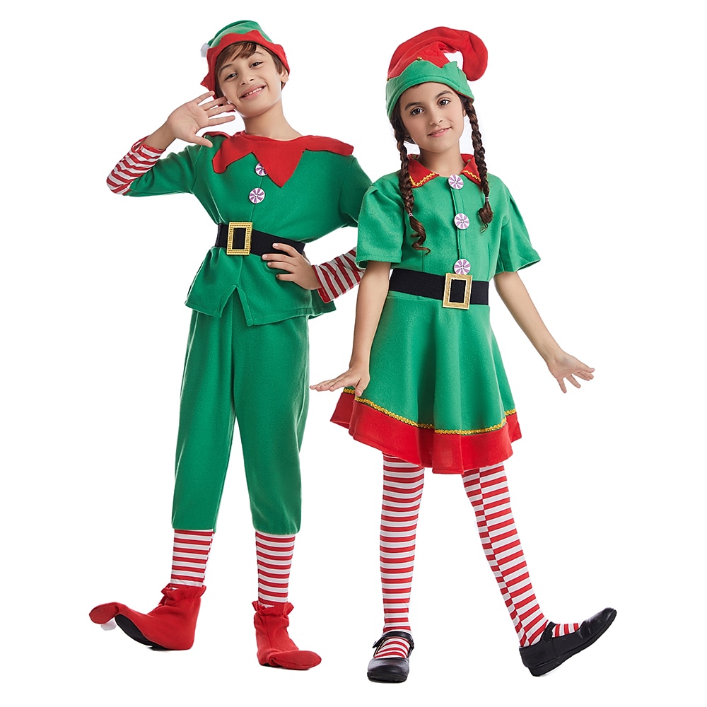 jultomten Alf Klänningar Kläder Semester klänning Alvdräkt Herr Pojkar Jul Karnival Maskerad Maskerad Cosplay kostym Jul Vuxna Fest Jul Semester Topp Byxor Skärp Strumpor Hatt 2025 - $53.99 –P14