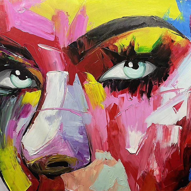 pittura a olio 100% fatto a mano dipinto a mano arte della parete su tela bellezza donne viso colorato ritratto astratto moderno decorazione della casa arredamento tela arrotolata senza cornice non del 2025 a $86.99 –P5