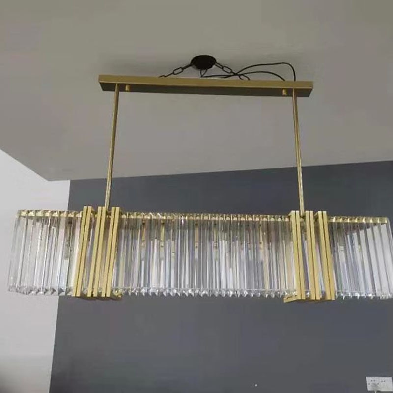 lampada a sospensione a led cristallo cucina isola oro chiaro 100 cm lanterna desgin luci da incasso in metallo elettrolitico moderno 220-240v 110-120v del 2025 a $999.99 –P7
