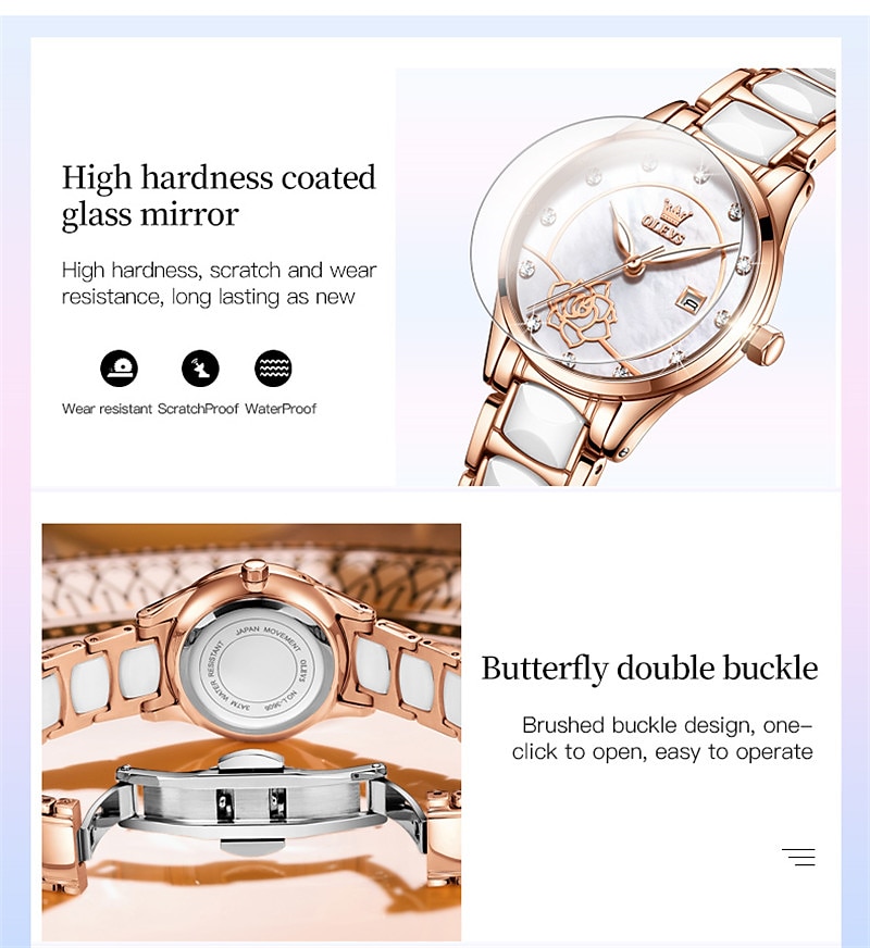 OLEVS Women's Wrist Watche Mechanical Watch for Women Analog Automatic self-winding Stylish Fashion Waterproof Luminous Rhinestone Titanium Alloy Stainless Steel 2025 - $71.99 –P6