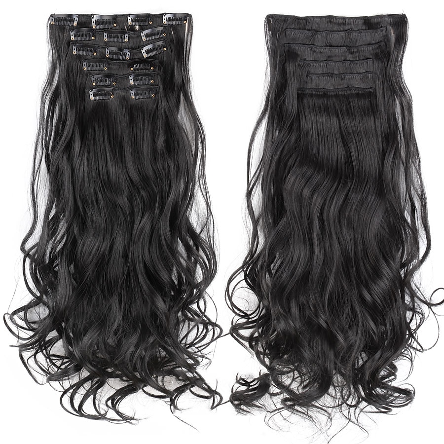 Synthetic Hair Curly Clip In Wig Extension 16 Clips In Hair Extension Hair Pieces Fake Hair Extension Synthetic 49 Colors 2025 - $16.99 –P1