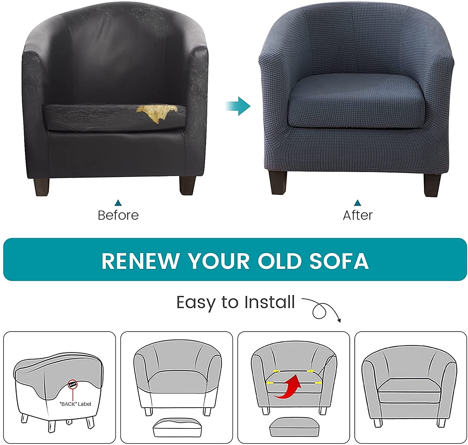 Velvet Club Chair Barrel Chair Slipcover Tub Chair Cover Couc Furniture Protector with Seat Cushion Cover Elastic Bottom Soft for Hotel Bar Counter Living Room 2025 - $36.99 –P3