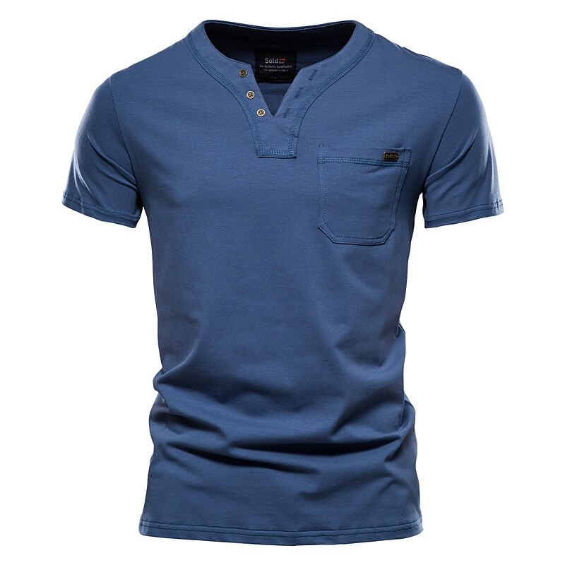 Men's T shirt Tee Plain V Neck Casual Holiday Short Sleeve Clothing Apparel Cotton Sports Fashion Lightweight Big and Tall 2023 - AED 102.98 –P7