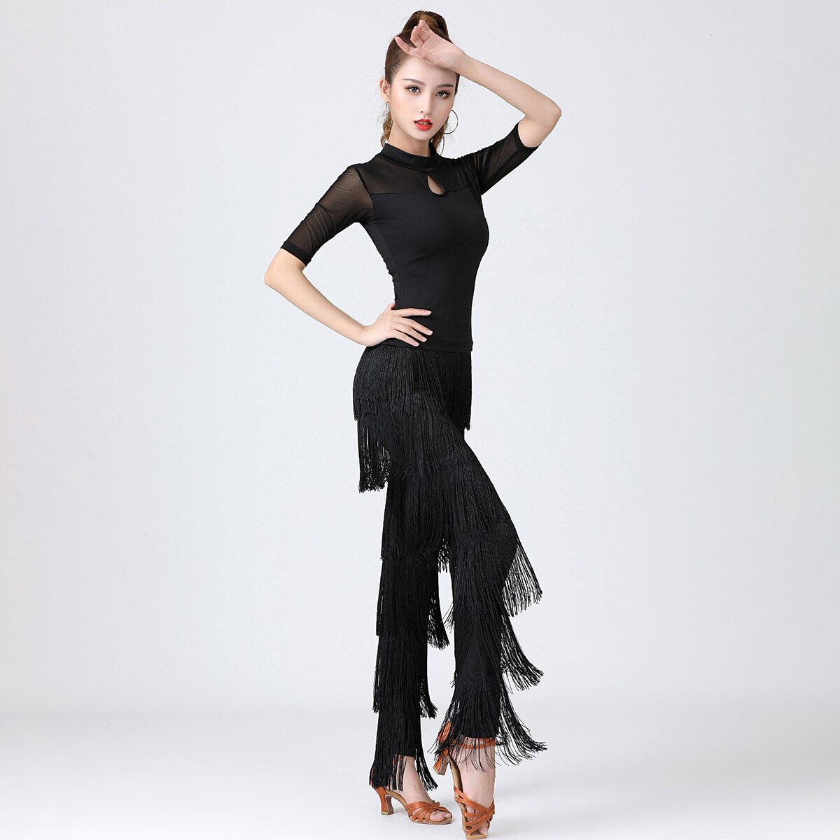 Latijnse dans Top Effen Gesplitst Dames Opleiding Prestatie Halve mouw Hoog Spandex 2025 - $15.99 –P3