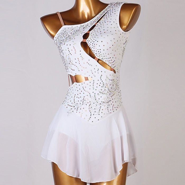 Vestito da pattinaggio artistico Per donna Da ragazza Pattinaggio sul ghiaccio Vestiti Completi Bianco Blu marino scuro Rosso Floreale Scollatura posteriore Retato Elastene Elevata elasticità del 2026 a $118.99 –P17