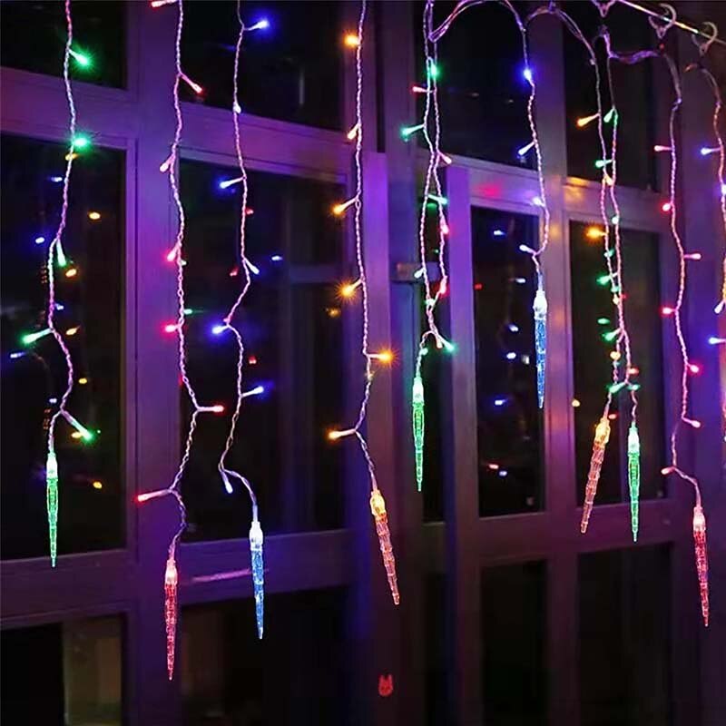 3,5 m 5 m karácsonyi füzér függöny lámpák 96 leds 216 ledes jégcsap függöny lámpák 220 V tündérfüzér fények karácsonyi újév kerti bevásárlóközpont beltéri kültéri dekoráció eu csatlakozó 2025 - $33.99 –P11