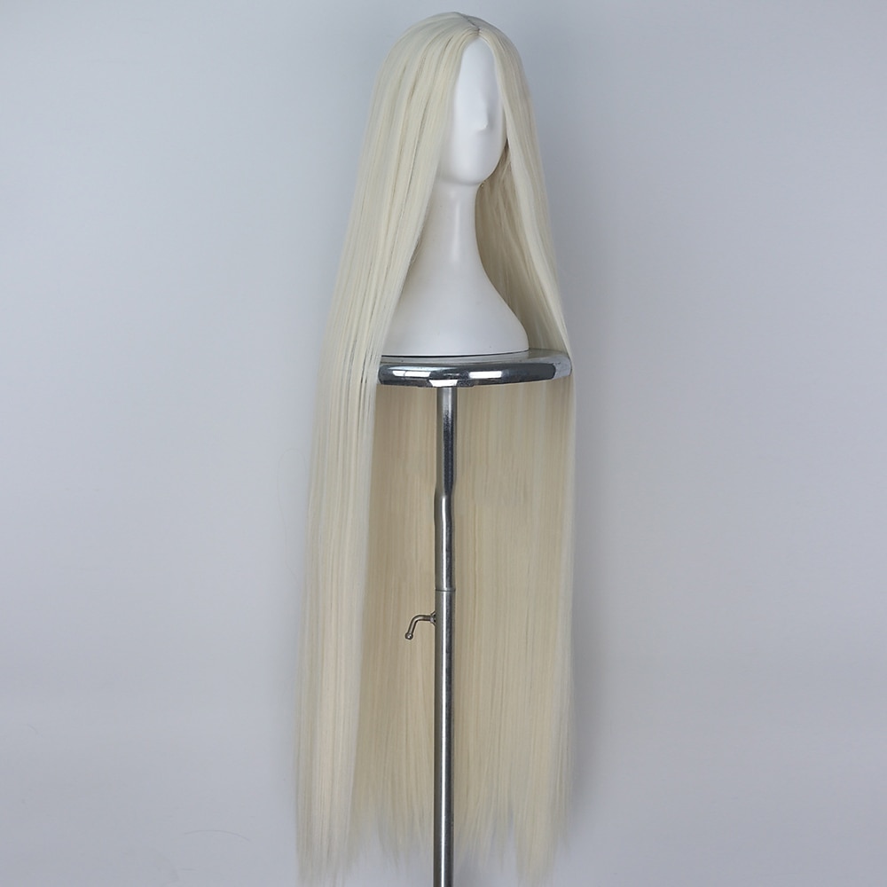 parrucca cosplay parrucca diritta con parte centrale parrucche molto lunghe in capelli sintetici color platino parrucche bionde morbide da donna parrucche di Halloween del 2025 a $36.99 –P2