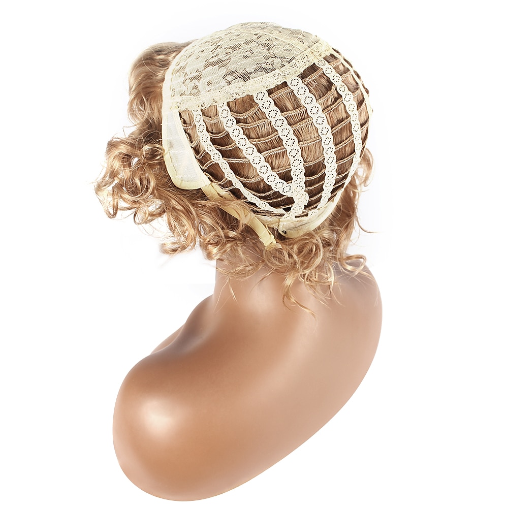 parrucche bionde per le donne parrucca sintetica ricci asimmetrica parrucca corta marrone dorato # 12 parrucche regolabili resistenti al calore del 2025 a $24.99 –P6