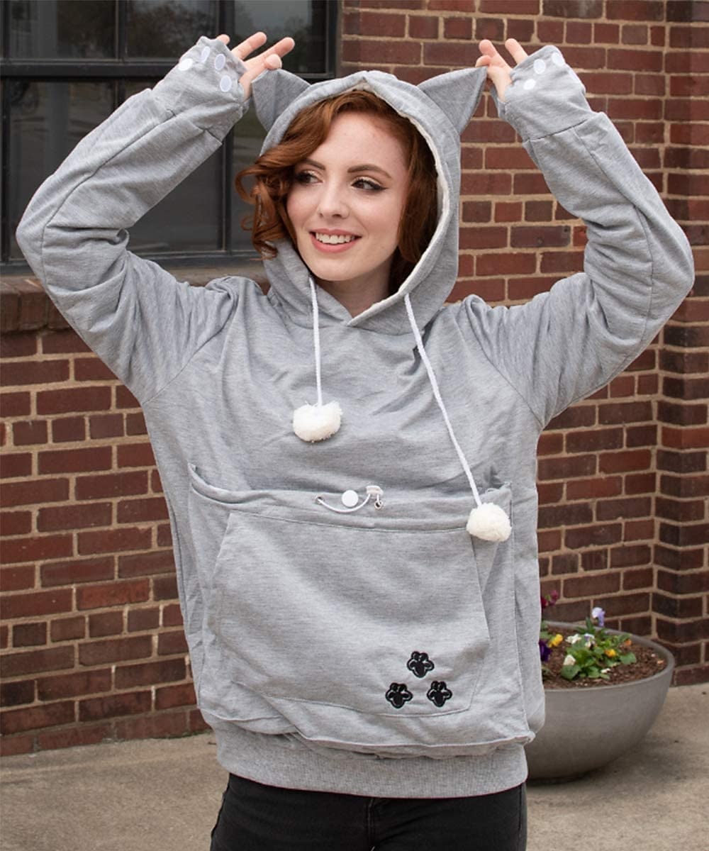 felpe con cappuccio da donna a marsupio grande, pullover con orecchie da gatto carino, felpa con cappuccio per cani e gatti da compagnia blu scuro del 2025 a $18.99 –P5