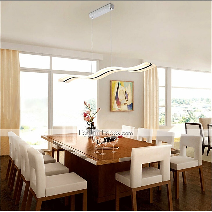 lampada a sospensione a led 97cm 36w forma d'onda acrilico moderna semplice lampada a sospensione con telecomando per sala studio ufficio sala da pranzo apparecchio di illuminazione del 2025 a $297.99 –P18