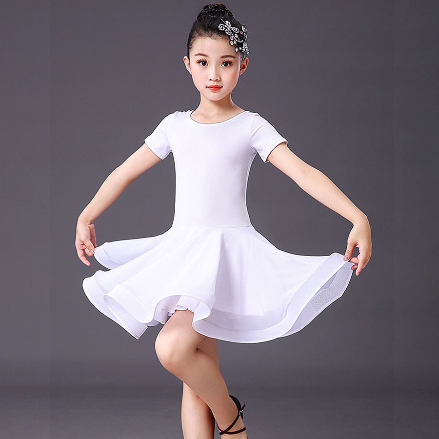2026年 ラテンダンス ドレス ソリッド 女の子 訓練 性能 半袖 スパンデックス  コレクション – $39.99 –P4