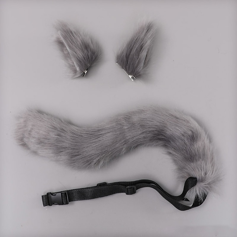 Ensemble de cosplay anime pour filles loups kawaii oreilles de renard pinces à cheveux coiffure queue en peluche pour fête de carnaval de 2026 ? $18.99 –P5
