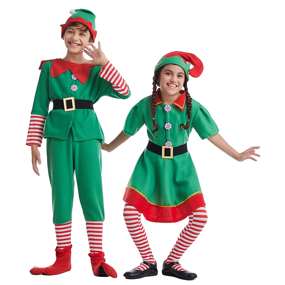 jultomten Alf Klänningar Kläder Semester klänning Alvdräkt Herr Pojkar Jul Karnival Maskerad Maskerad Cosplay kostym Jul Vuxna Fest Jul Semester Topp Byxor Skärp Strumpor Hatt 2025 - $53.99 –P17