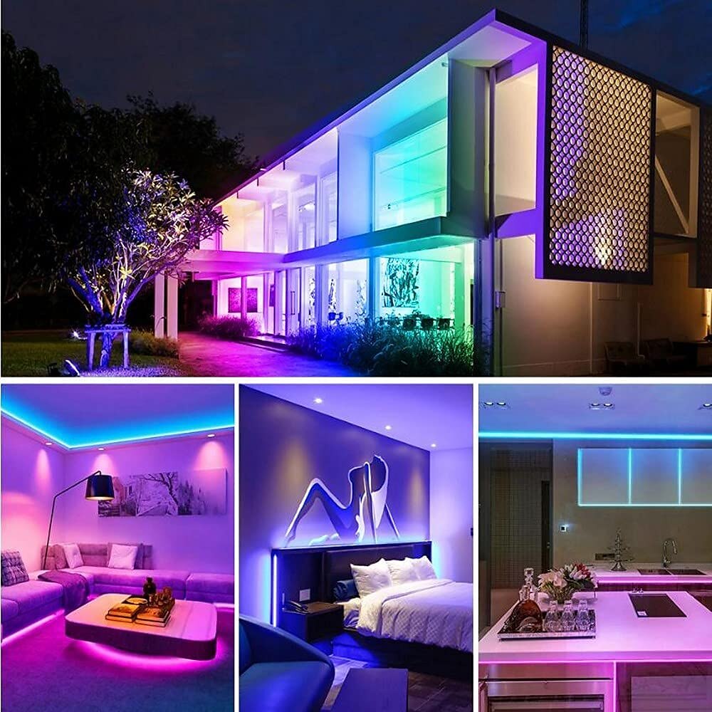 32.8ft 10m cob wifi led smarta strip-ljus juldekor musik sync rgb färg ändras med arbete med alexa google för sovrum hem tv bakgrundsbelysning DIY inredning 2025 - $84.99 –P1