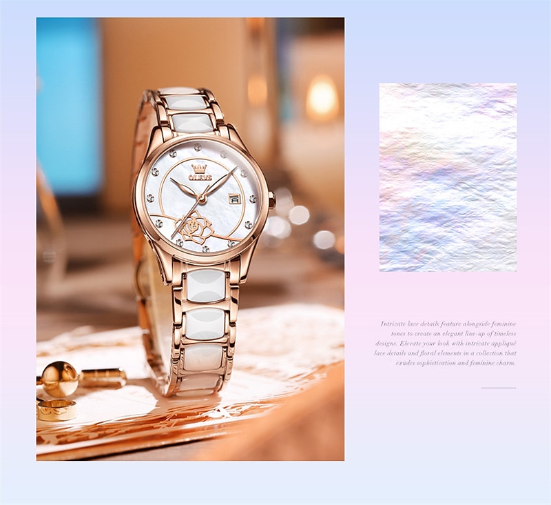 OLEVS Women's Wrist Watche Mechanical Watch for Women Analog Automatic self-winding Stylish Fashion Waterproof Luminous Rhinestone Titanium Alloy Stainless Steel 2025 - $71.99 –P12