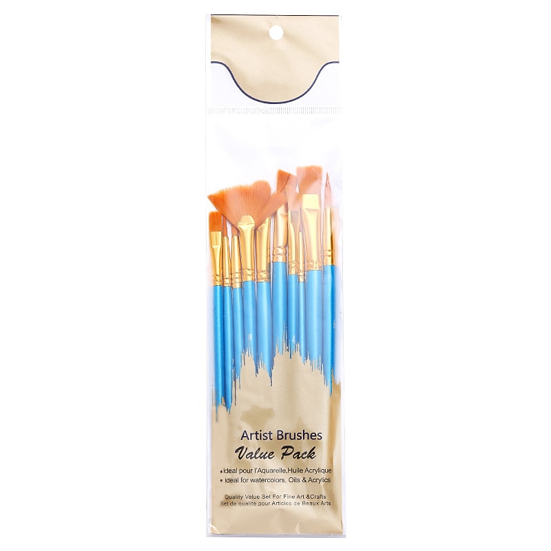 träblå målarpenslar nylon hårmaterial oljepenslar gouache akvarell målarpenslar 10 st 2026 - $9.99 –P5