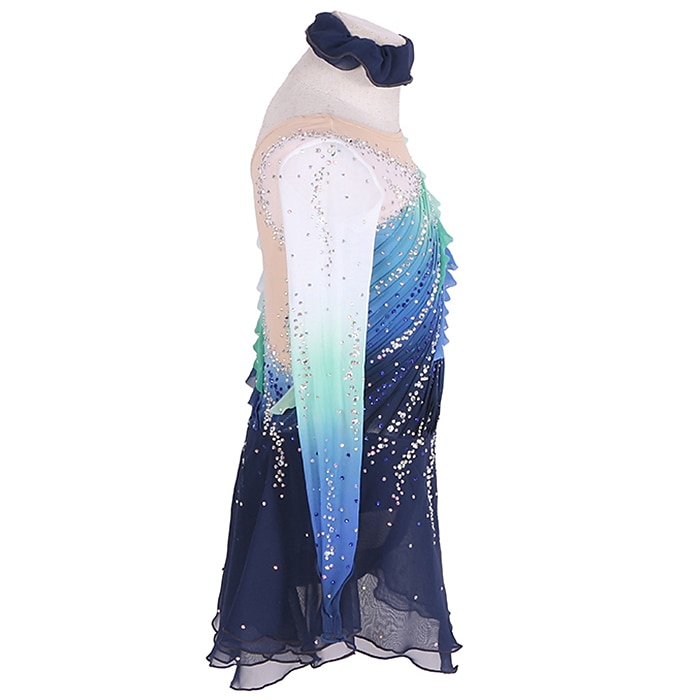 Rochie de Patinaj Artistic Pentru femei Fete Πατινάζ στο πάγο Rochii Albstru+Verde Negru Peteci Strălucire Plasă Spandex Înaltă Elasticitate Antrenament Competiție Ținută Patinaj Confecționat Manual 2025 - $148.99 –P4