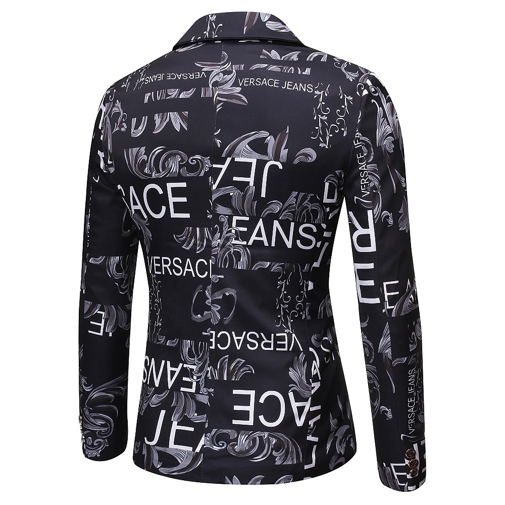 Per uomo Giacca Feste Asciugatura rapida Classico Alla moda Autunno Inverno Alfabetico Elegante Informale Colletto piatto Sottile Standard Taglia piccola Nero Bianco Rosso Blu Giacca del 2025 a $54.99 –P9