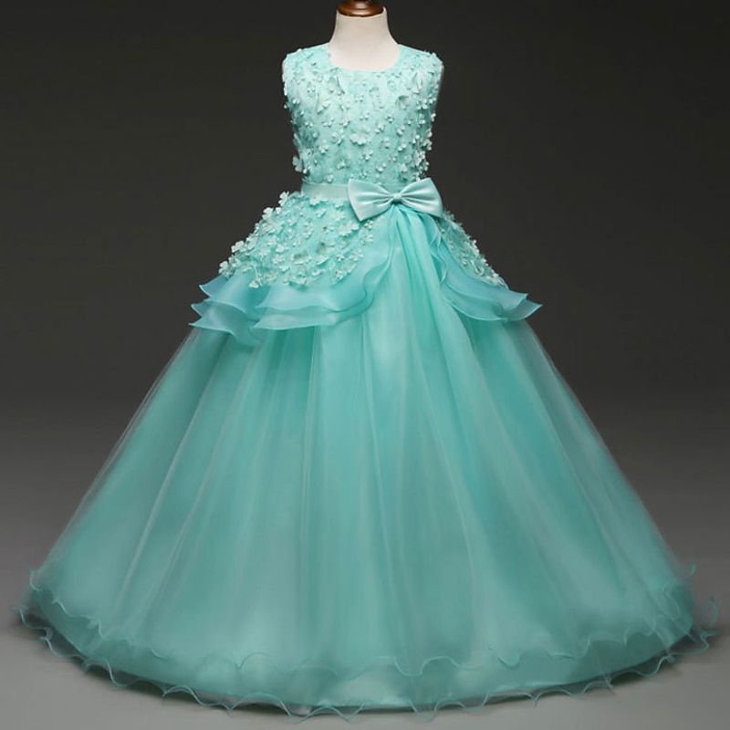 kinderkleidung Mädchen Blumenmädchen Kleid Kleid Einfarbig Ärmellos Leistung Hochzeit Party Spitze Rüschen Gitter Kuschelig Prinzessin Polyester Maxi A Linie Kleid Tüll-Kleid Blumenmädchenkleid 2025 - $40.99 –P1