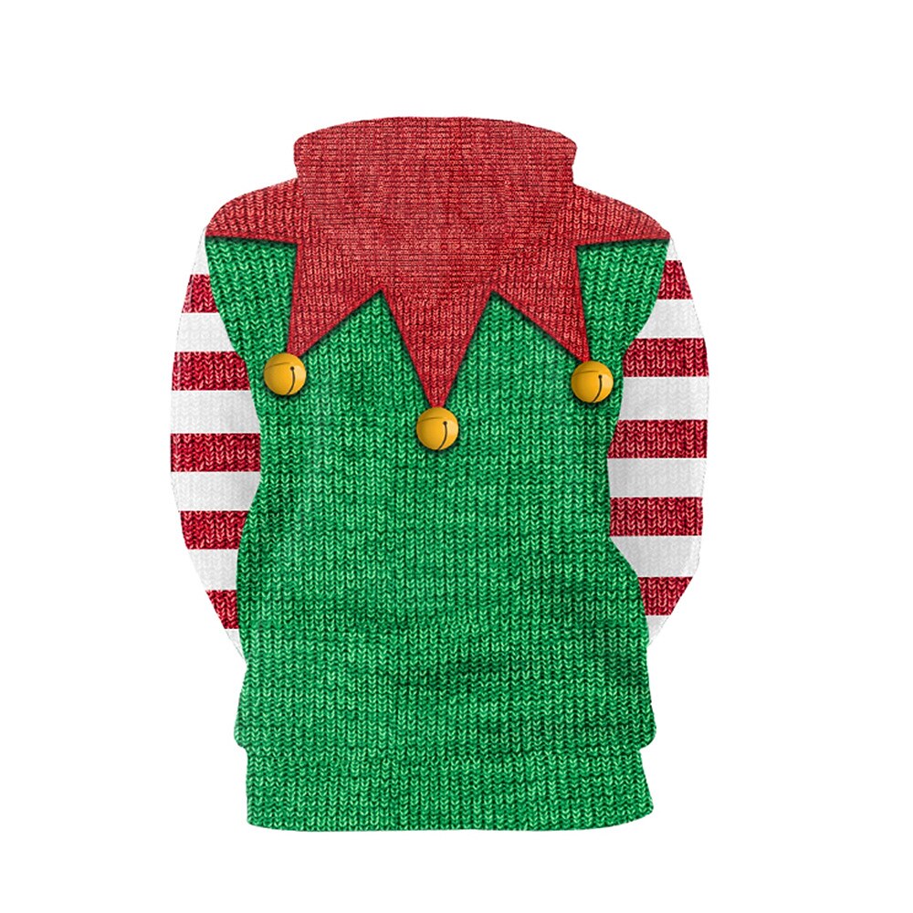 Alv Jerseysjakke Hattetrøje Alvekostyme Pullover 3D-utskrift Par Herre Dame Jul Karneval Maskerade Jul Spesiell Familiematchende antrekk Voksne Fest Jul Feriereise Topp 2025 - $29.99 –P3