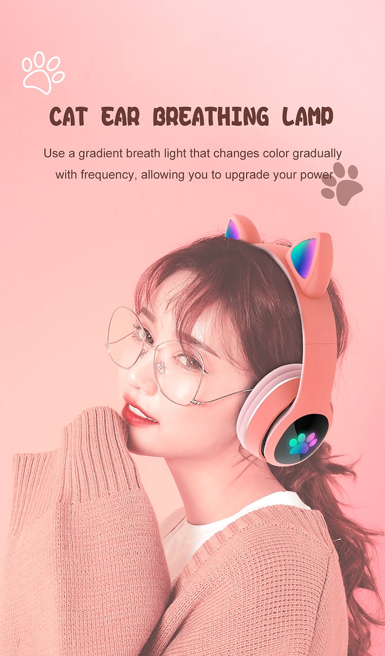 L400 LED Flash Cute Cat Ears Headphone With Microphone Bluetooth Earphone Over-Ear Wireless Music Gaming Player Over-Ear Wireless Headset 2025 - $24.99 –P3