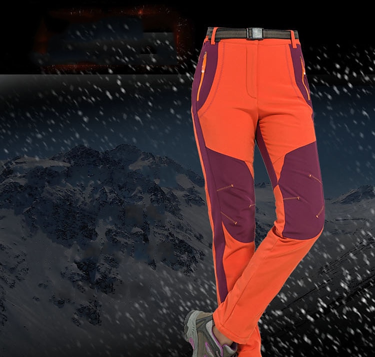 pantalones forrados de vellón para mujer pantalones impermeables para caminar pantalones pantalones softshell patchwork invierno al aire libre a prueba de viento cálidos y transpirables fondos ligeros verde militar naranja caza pesca acampar esquiar 2025 - $35.99 –P1