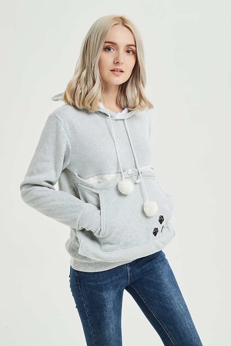 felpe con cappuccio da donna a marsupio grande, pullover con orecchie da gatto carino, felpa con cappuccio per cani e gatti da compagnia blu scuro del 2025 a $18.99 –P12